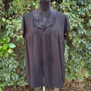Old Navy Black Short Sleeve Front Tie Ruffled Sleeves Size XL
